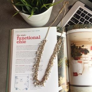 “Marcie” 22” Gold Toned and Cream Beaded Necklace